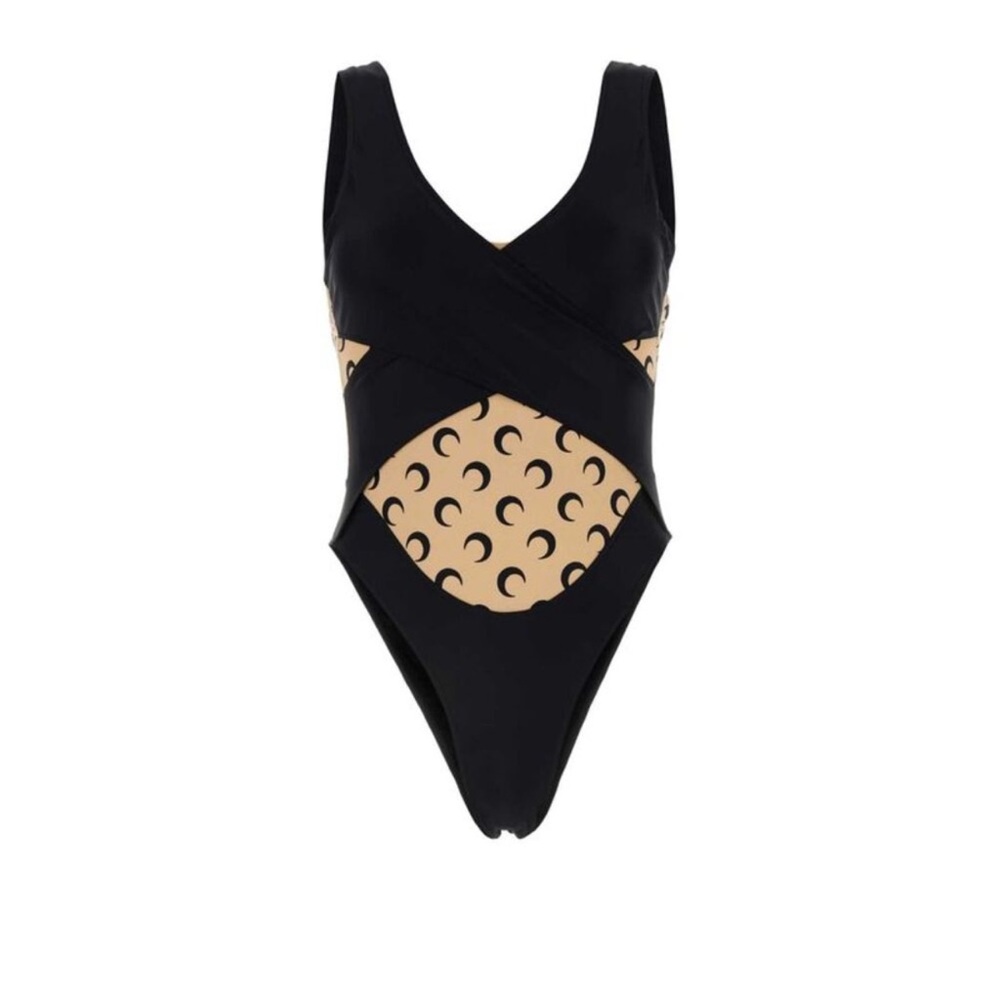 Marine Serre Black Nylon Stretch  Swimsuit
